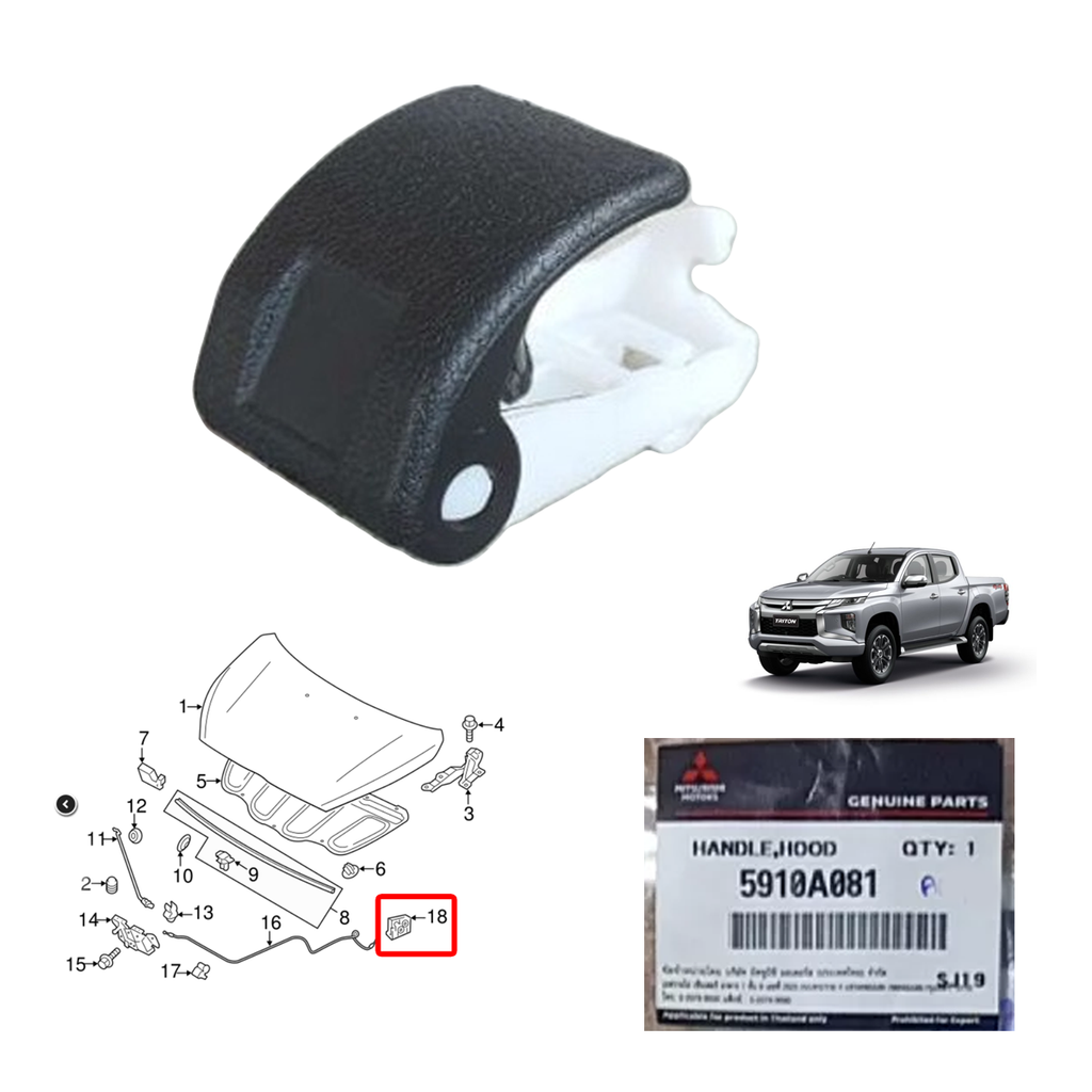 Original Motorhaubenentriegelungsgriff L200 Triton Pajero Sport Mirage 2014-23 K