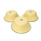 3pcs x 7 inches Yellow enamel camping round bowl vintage enamelware dinnerware K