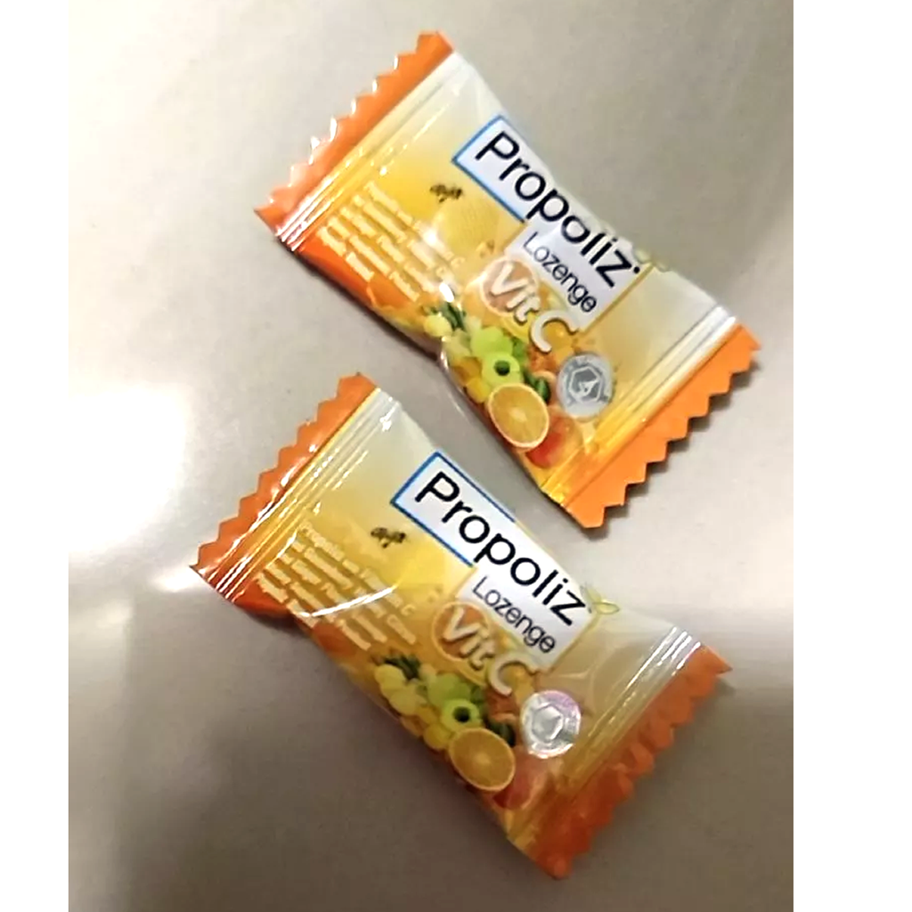 Propoliz lozenge Vitamin C Gooseberry honey scent Sugar free sore throat K