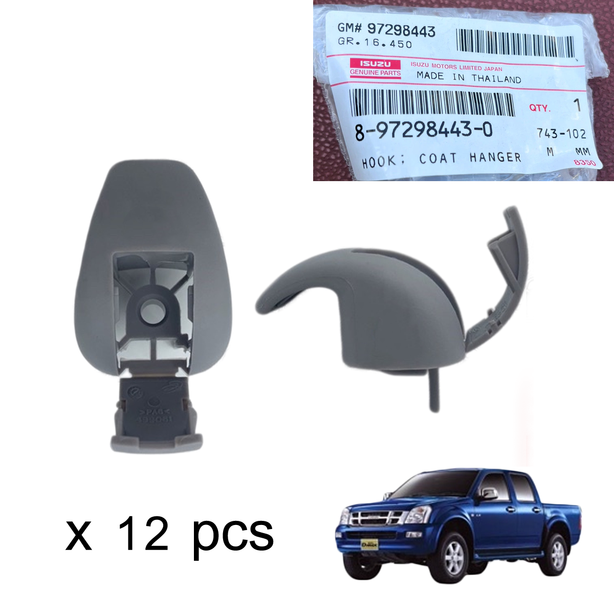 12 Stk. x 8972984430 Original Haken Kleiderbügel Isuzu D-Max 2002-2011 K