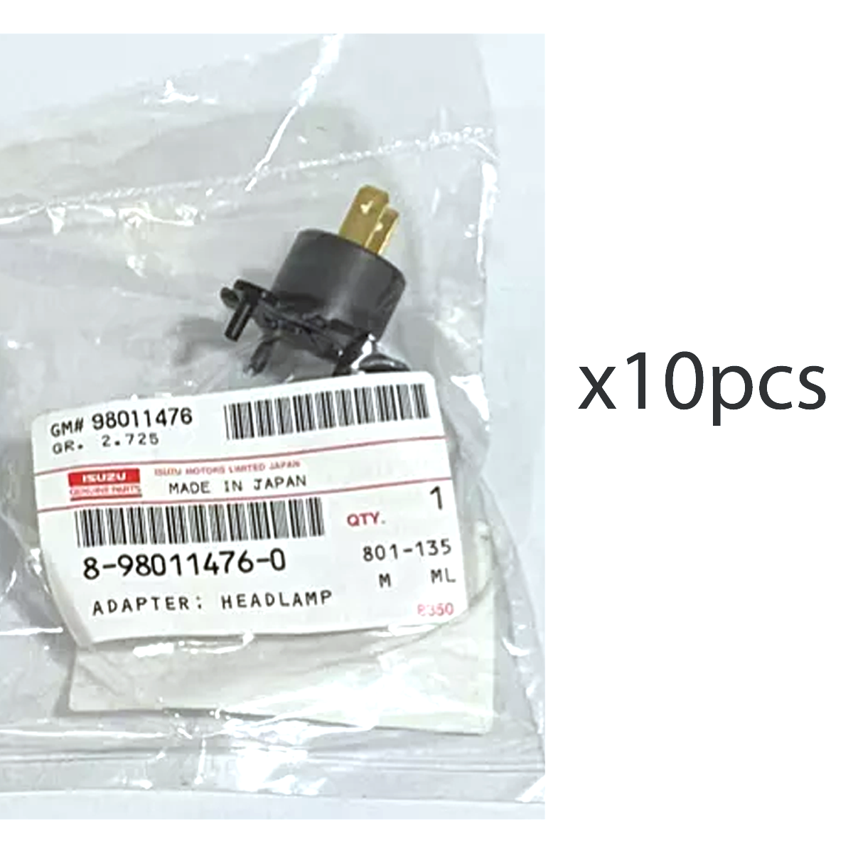 10個 いすゞ #8980114760 純正アダプター ヘッドランプ ヘッドライト D-Max Mu-7 2007-12 K