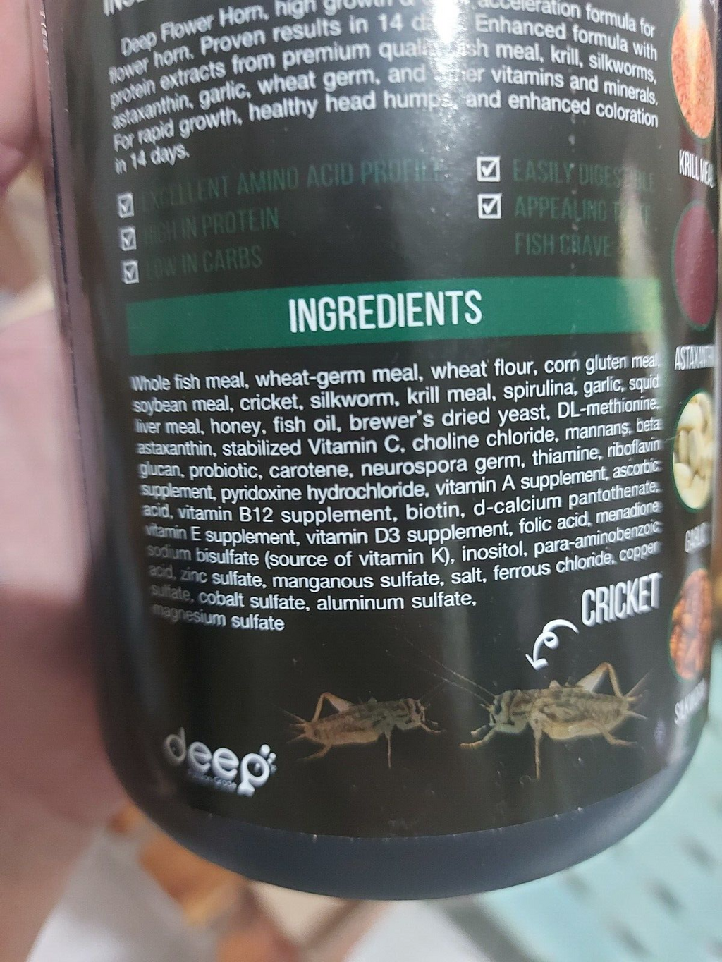 350g Flowerhorn Fish Food Protein Form Insect Growth Color Formula Deep K