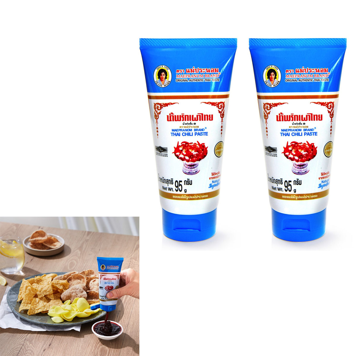 95g Thai Chili Paste Sauce Chilisoße Tube Leicht zu transportieren OHNE MSG K