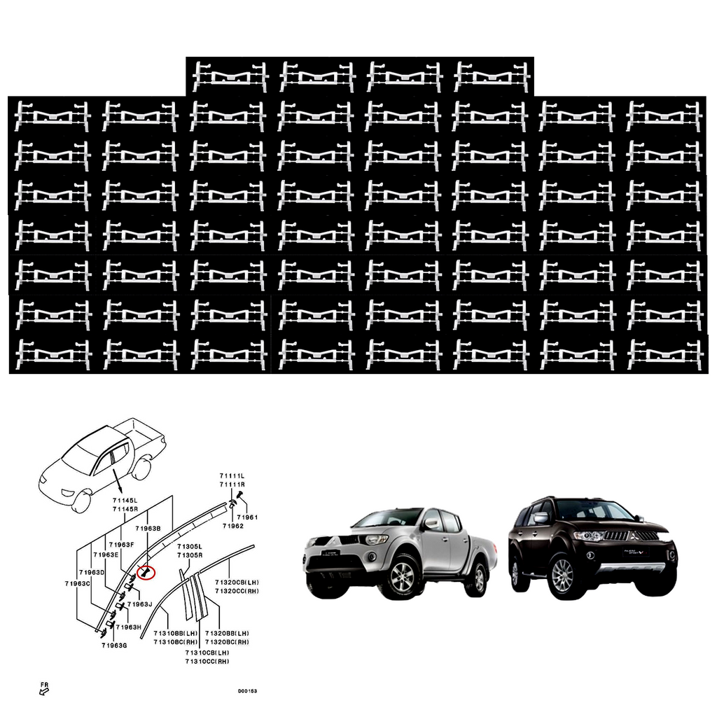 60x Dachclip-Verschluss Dachleiste Mitsubishi L200 TRITON PAJERO SPORT 2005-14 K