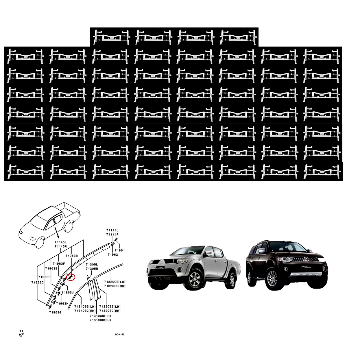 60x Dachclip-Verschluss Dachleiste Mitsubishi L200 TRITON PAJERO SPORT 2005-14 K