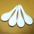 Set 4 Stück Emaille Suppenlöffel Emaillegeschirr Weiß chinesisch camping japanisch K