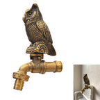 Owl Brass Faucet Tap – 4" Length, 1/2" Thread | Vintage Garden Spigot with Handle | Made in Thailand