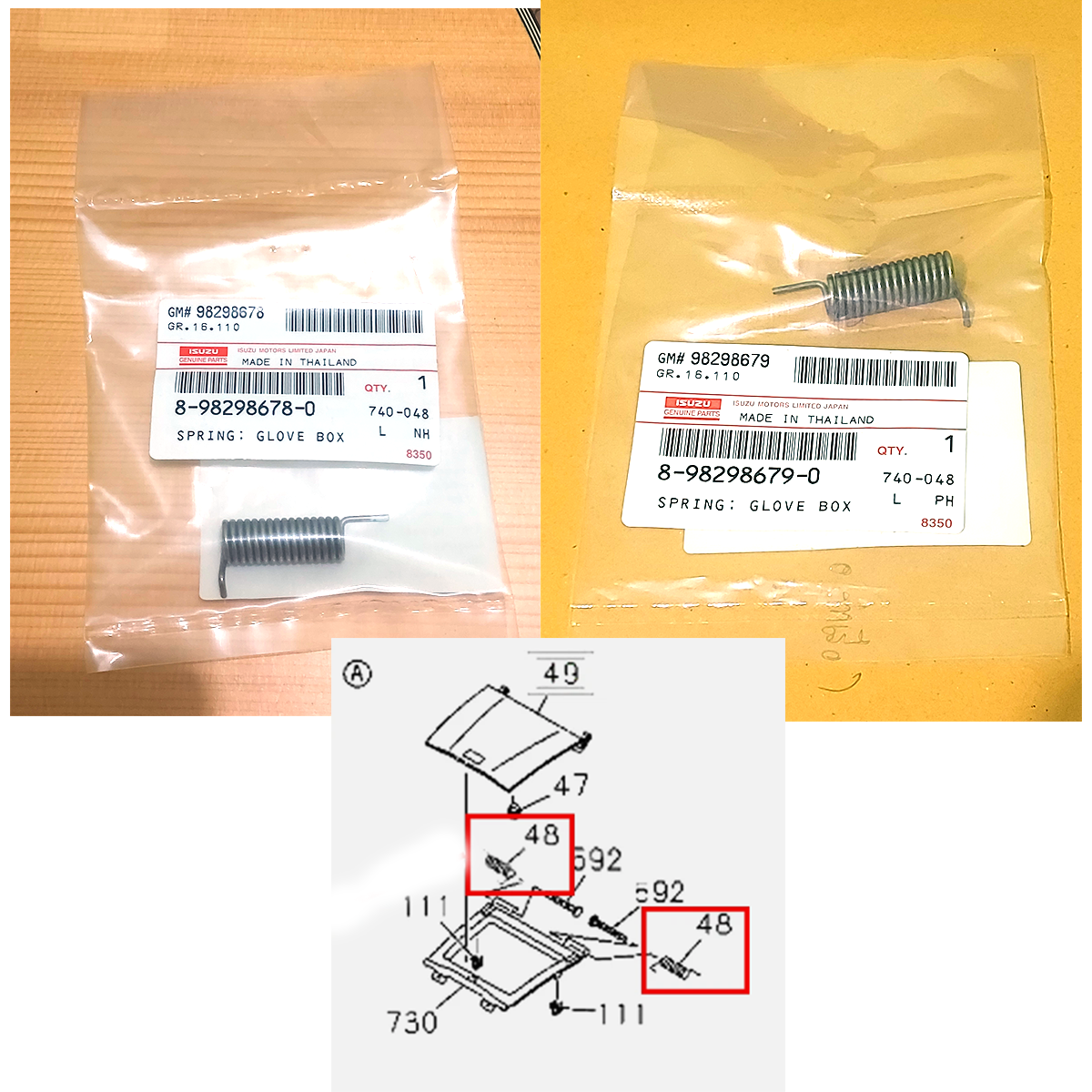 Left Right Spring Glove Box Isuzu Dmax 2012-2019 Genuine Part K