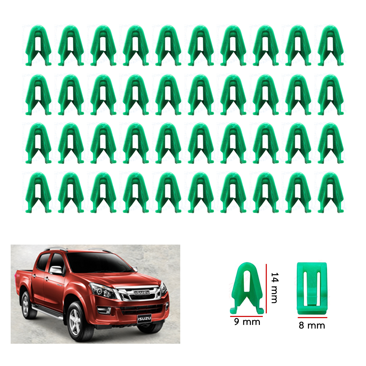 40Pcs Green Clip Lock Radio Console Fits Isuzu D-Max 2012 - 2019 K