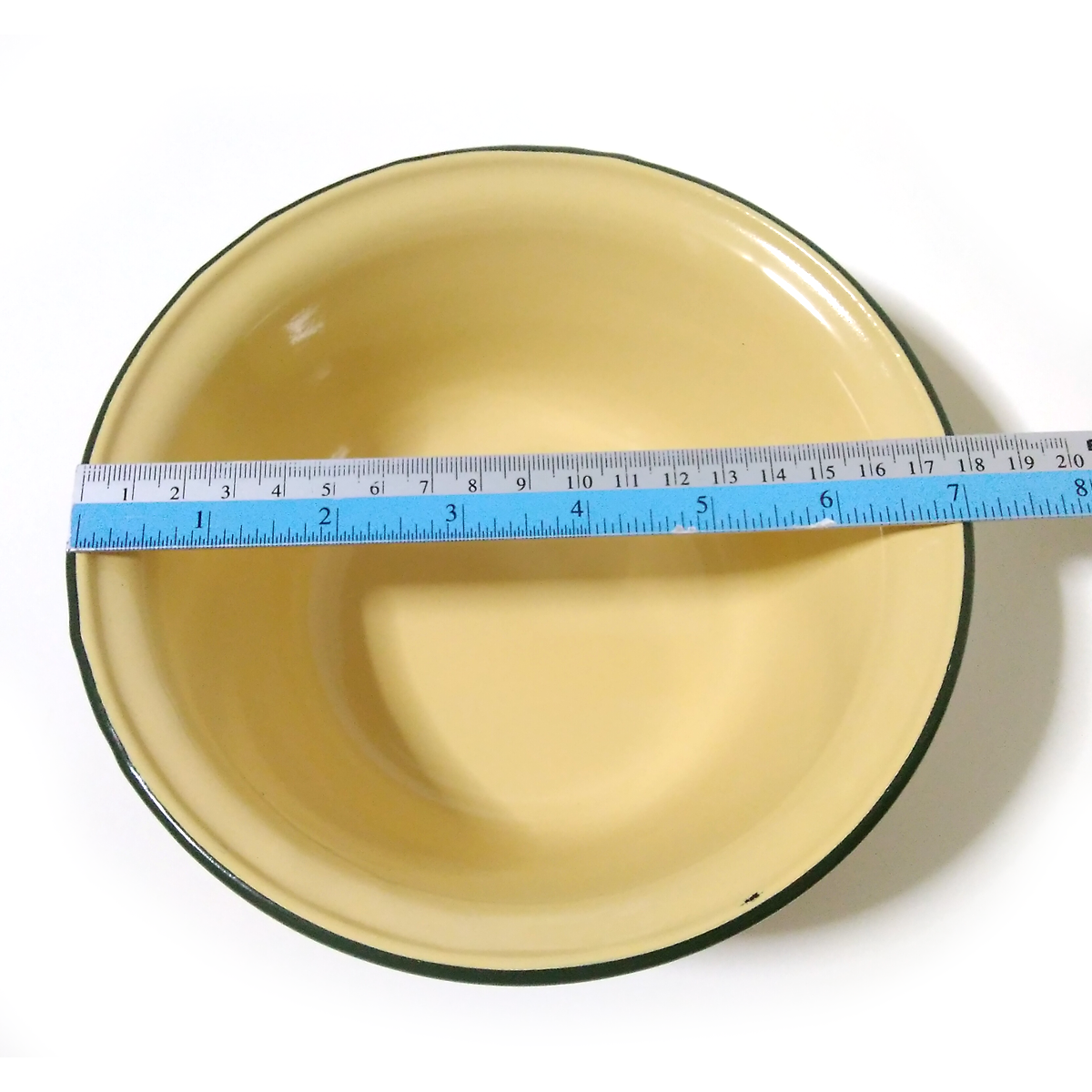 3pcs x 7 inches Yellow enamel camping round bowl vintage enamelware dinnerware K
