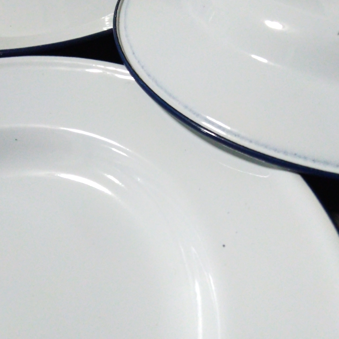 7" Enamel Dinnerware Plates White vintage enamelware dishes K