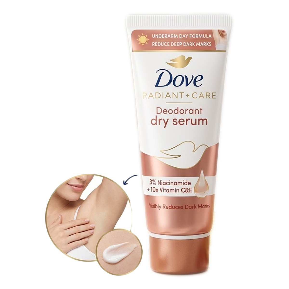 Dove Deodorant Dry Serum 40ml – Even-Toned Underarms & Dark Marks Reducer | Niacinamide + Vitamin C