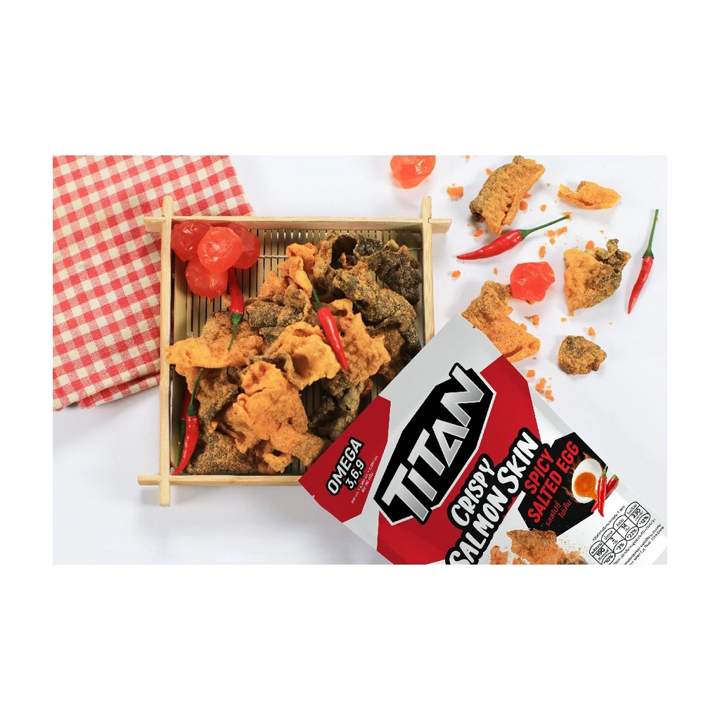 30g knusprige Lachshaut-Snack Würziger Gesalzener-Ei-Geschmack Ohne Konservierungsstoffe K