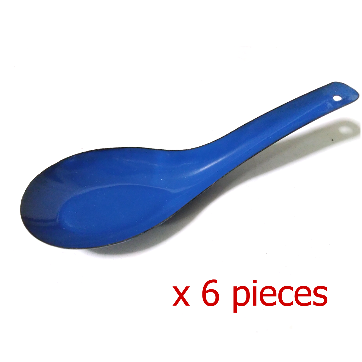 set 6 Pcs Blue enamel soup spoons Vintage camping cutlery enamelware japanese K