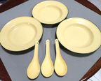 6er-Set Geschirr Teller Löffel Vintage Camping runde Geschirr Emaille K