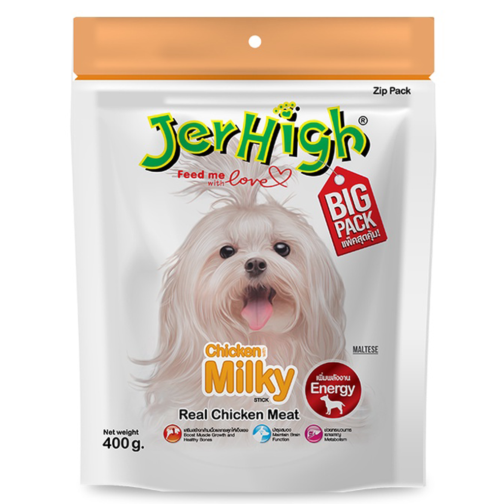 400g JerHigh Real Chicken Milky Stick Hund Welpen Snack Erhöht die Energie