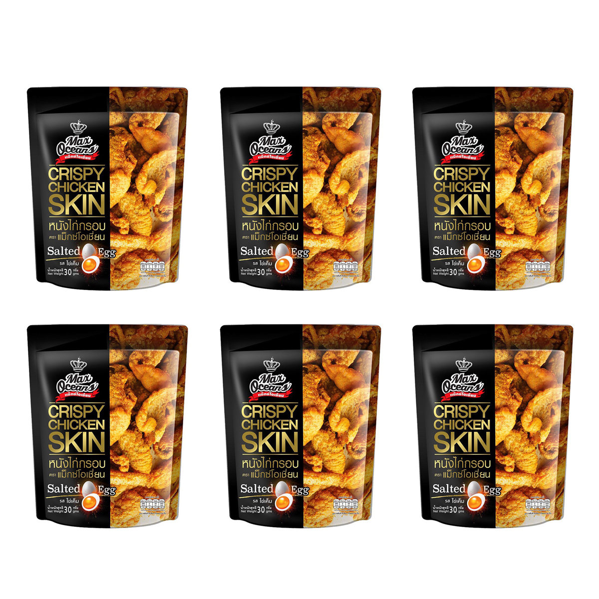 Knusprige frittierte Hähnchenhaut-Snacks, Geschmack gesalzenes Ei, 30 Gramm K