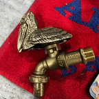 Pelikanvogel Messing Wasserhahn – 10 cm Länge, 1/2" Gewinde | Ausgefallener Gartenhahn mit Schlauchanschluss | Hergestellt in Thailand