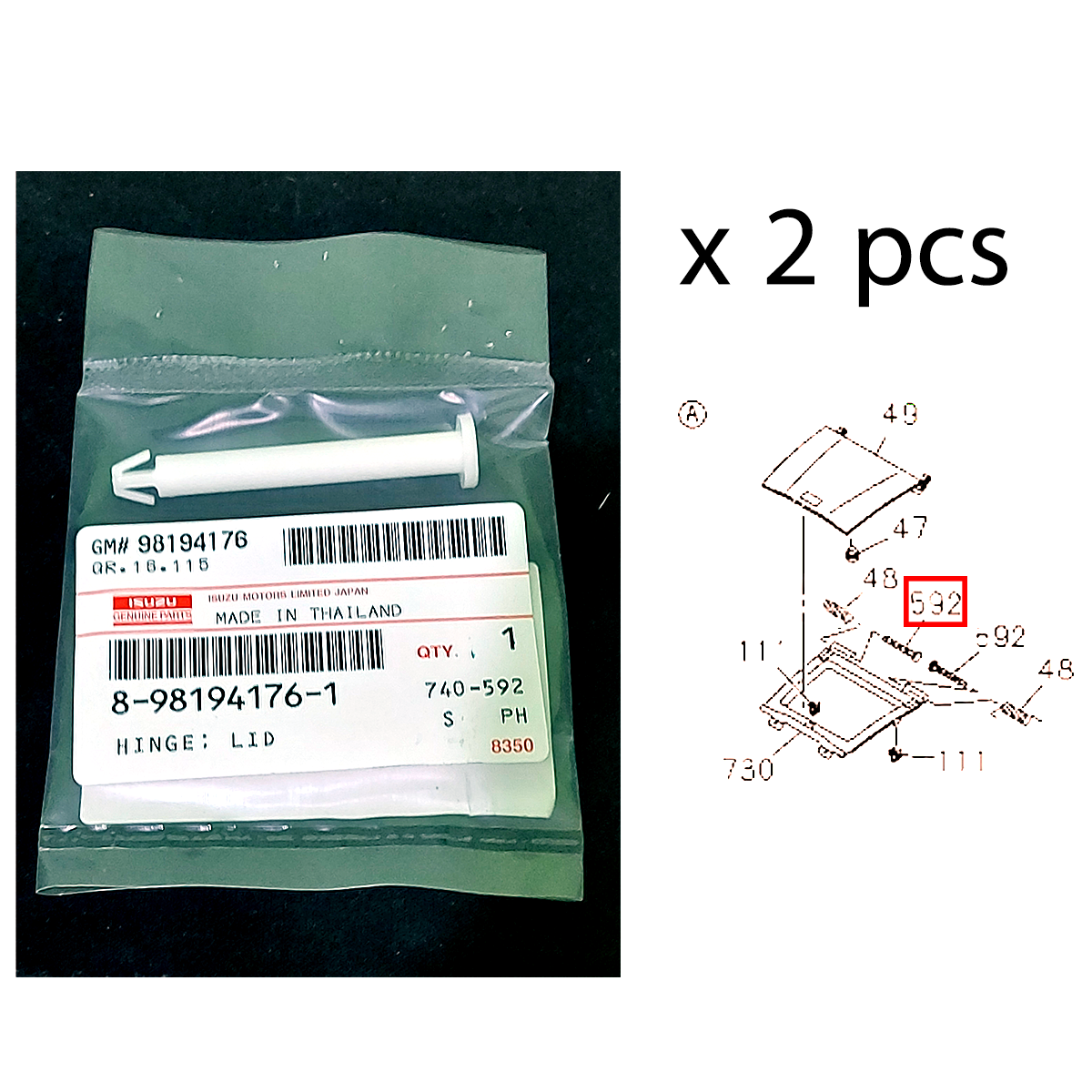 2pcs #8981941761 Genuine Part Hinge Lid Glove Box Isuzu Dmax 2012-2019 K