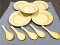 Set 10 pcs Dinnerware Plates Spoons vintage camping round dishes enamelware K