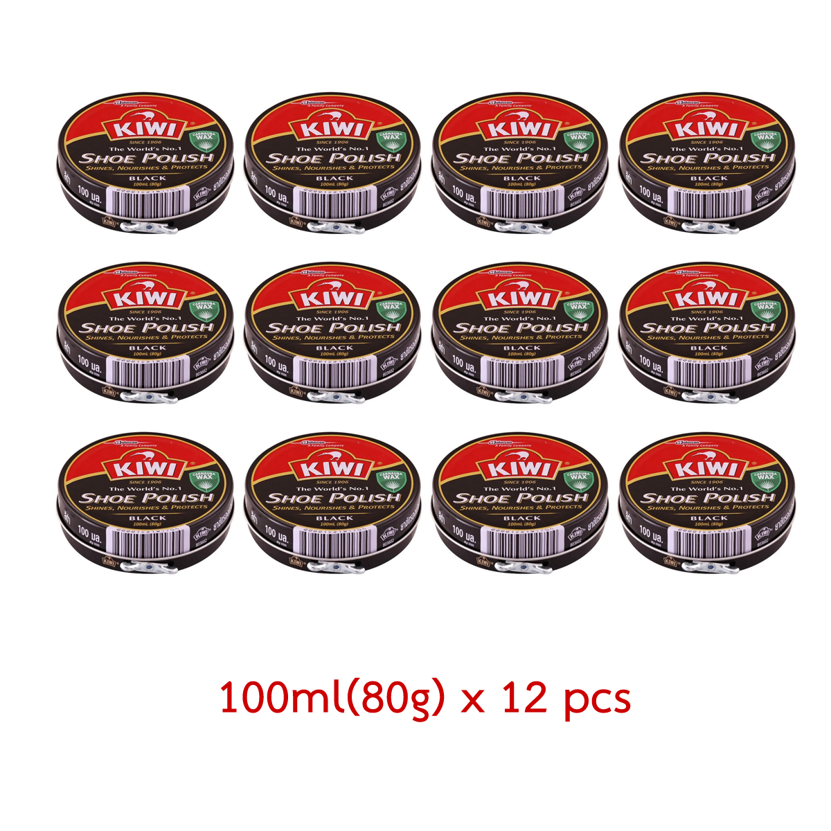 12個 x 100ml KIWI 黒 靴ブーツ用ポリッシュ ワックス 光沢 栄養 保護 K