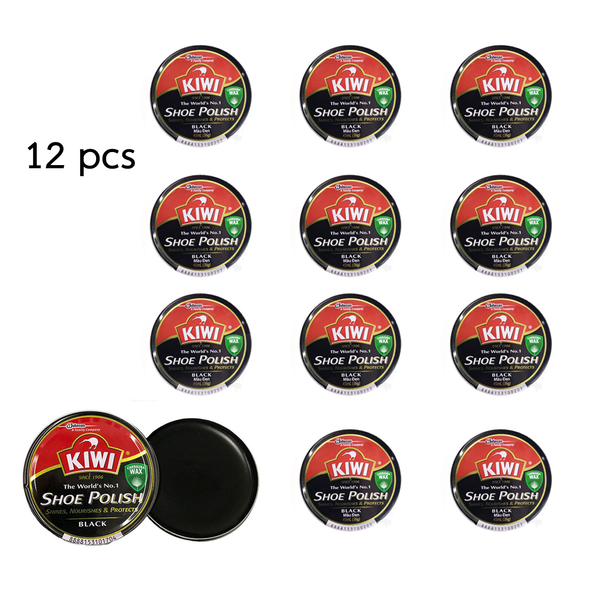 KIWI Black Shoe Boot Polish Wax 45ml — Shines, Nourishes & Protects