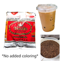 ChaTraMue Thai Tea Mix Original 400g No Added Coloring – bag, brewed tea, and loose tea leaves