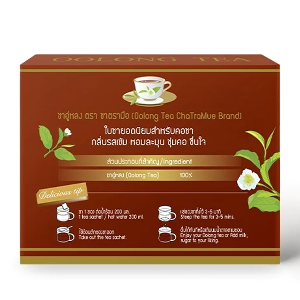 ChaTraMue Oolong Tea box with sachet – front view
