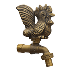Brass Garden Faucet Tap Rooster Gold - Front view
