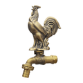 Brass Garden Faucet Tap Crowing Rooster Gold - Side view