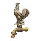 Brass Garden Faucet Tap Crowing Rooster Gold - Side view
