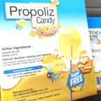 Propoliz Candy Pop box and individual sachet with lollipop
