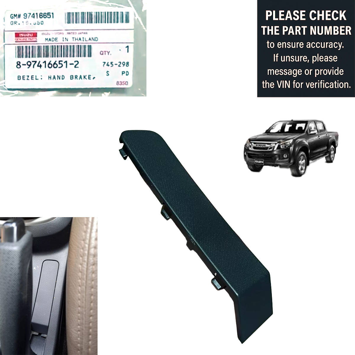 Original ISUZU D-Max Hand Brake Bezel Cover 2012-2019 (8-97416651-2)