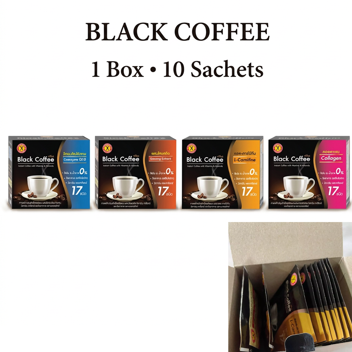 Naturegift Black Coffee Plus formula range, 1 box containing 10 sachets