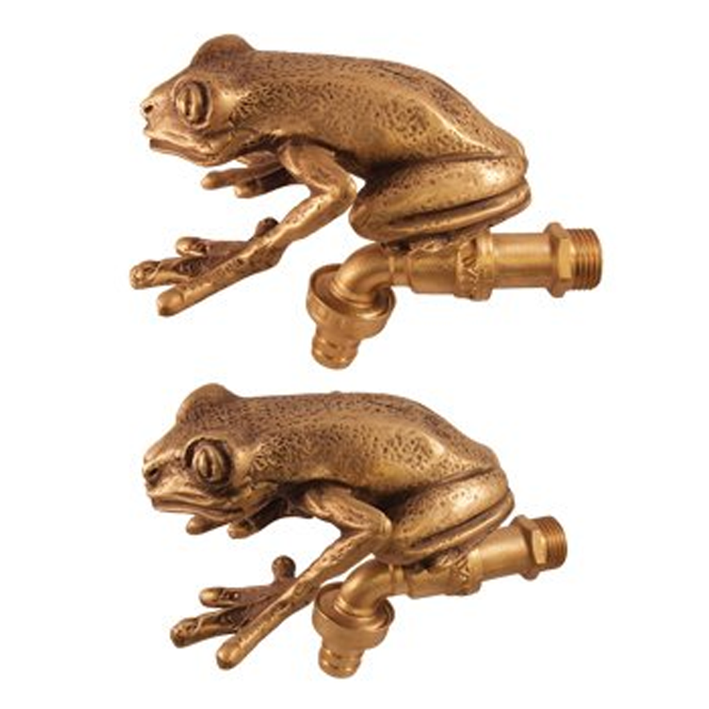 Brass Garden Faucet Tap Large Frog Gold - Close up top view
