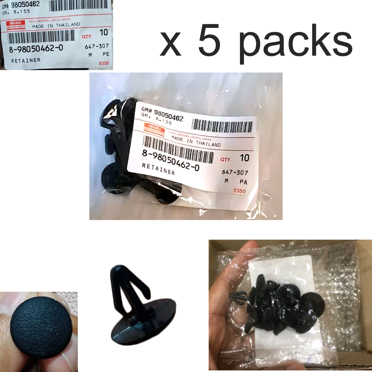 ISUZU Genuine Mud Flap Retainer Clip #8-98050462-0 – D-Max (2003–2020) Set of 10 pcs