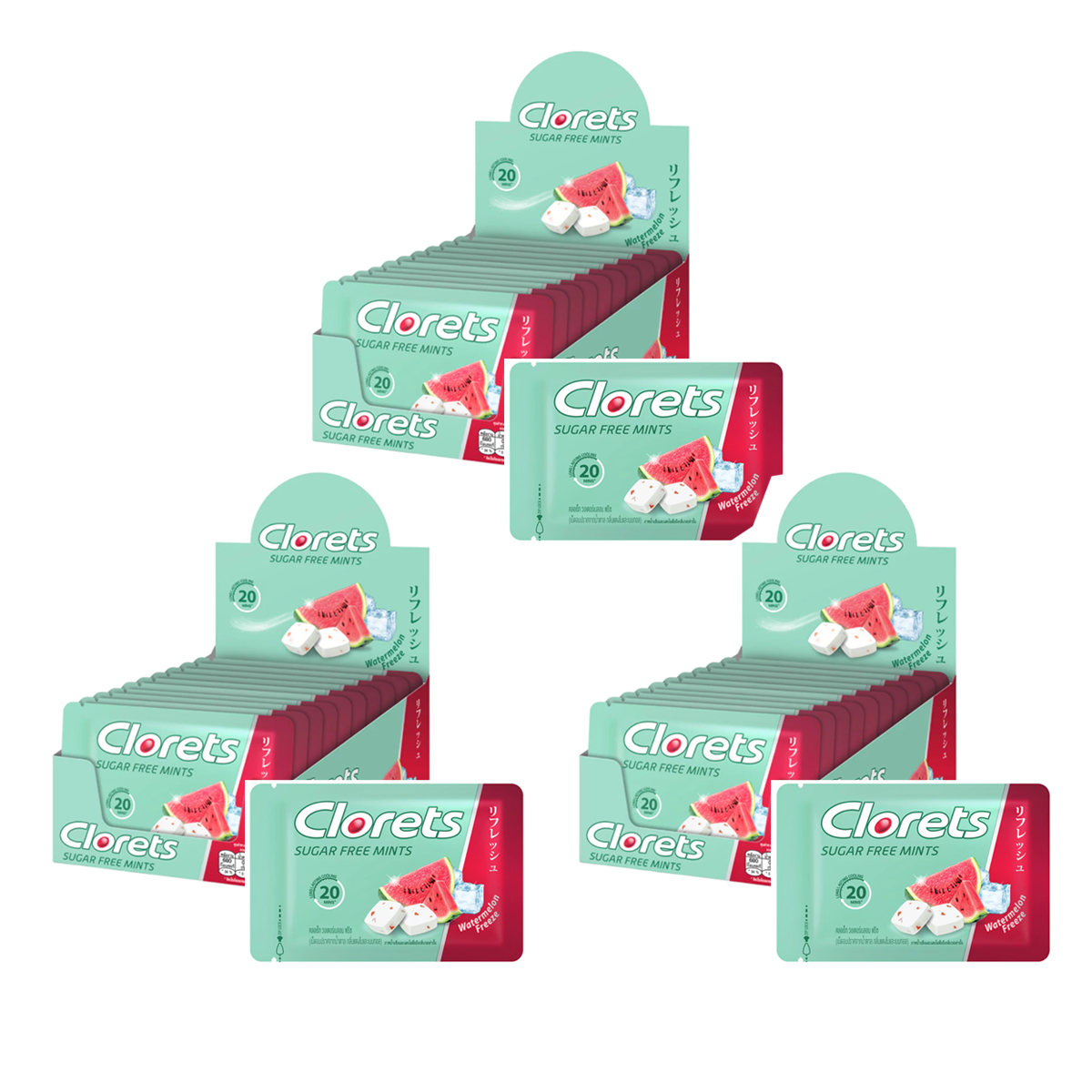 Clorets zuckerfreie Wassermelone Freeze Bonbons 16,8 Gramm/Beutel K