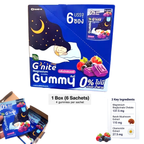 HandyHerb G'nite 0% sugar mixed berry magnesium gummy box with 6 sachets and 24 gummies