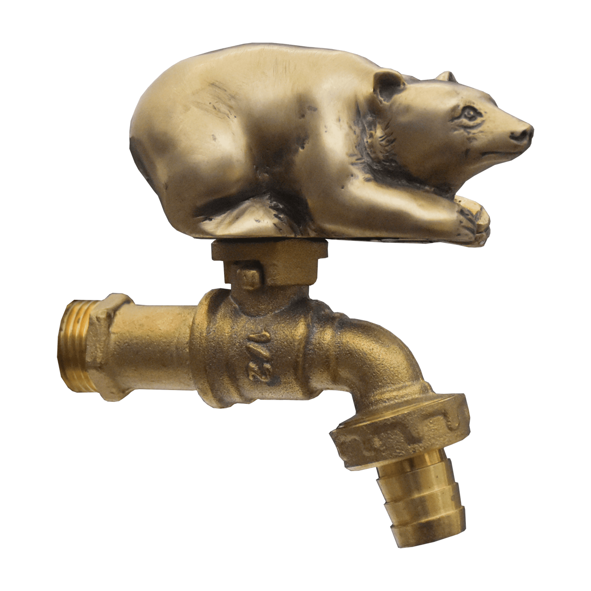 Brass Garden Faucet Tap Bear Gold - Front view