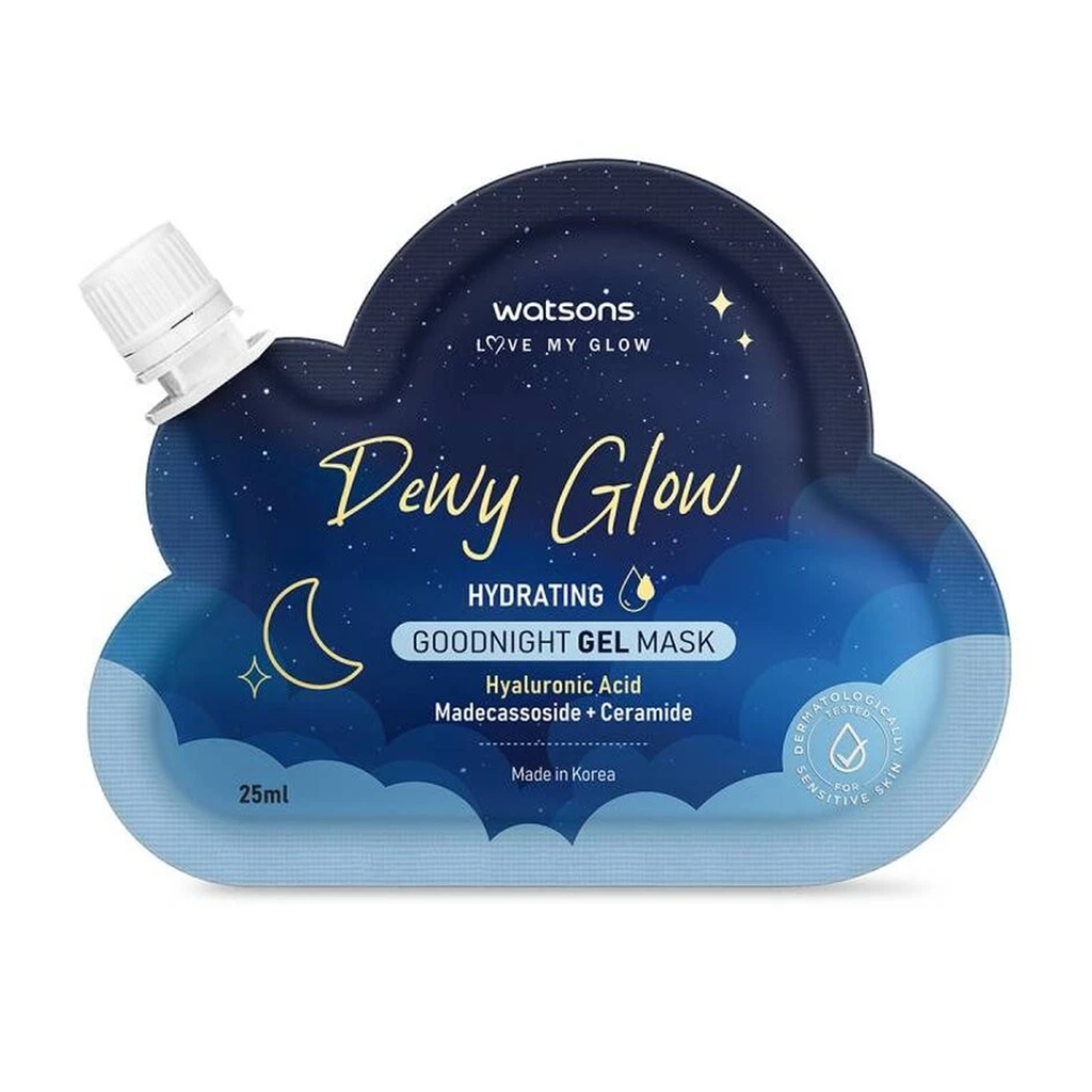 Watsons Dewy Glow Hydrating Goodnight Gel Mask 25ml - Back with ingredients