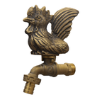 Brass Garden Faucet Tap Rooster Gold - Side view