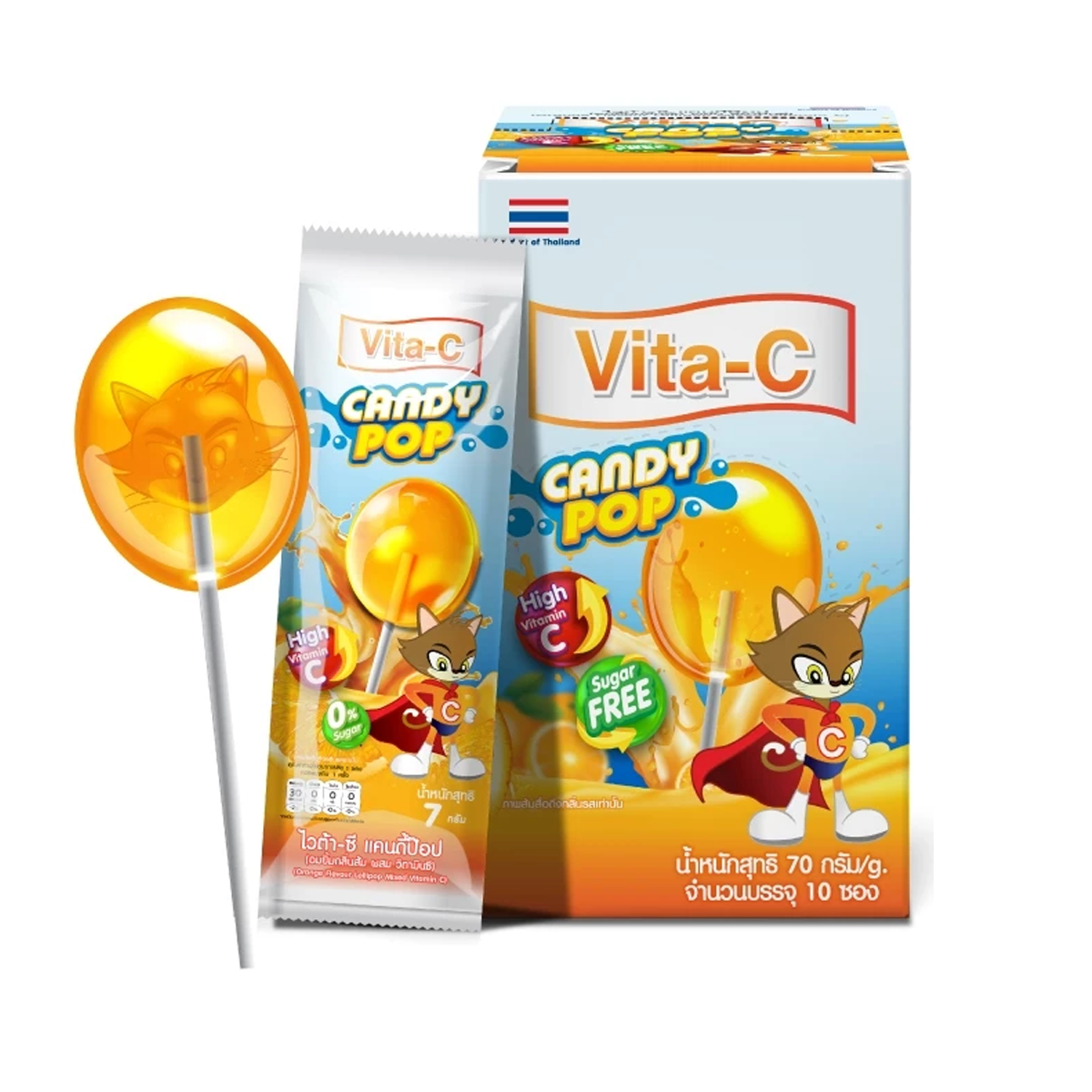 Vita-C Candy Pop – Orange Vitamin C Sugar-Free Lollipop (Box of 10)