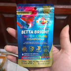 OKIKO Betta Bright Super Color Fish Food 20g - Back label with ingredients