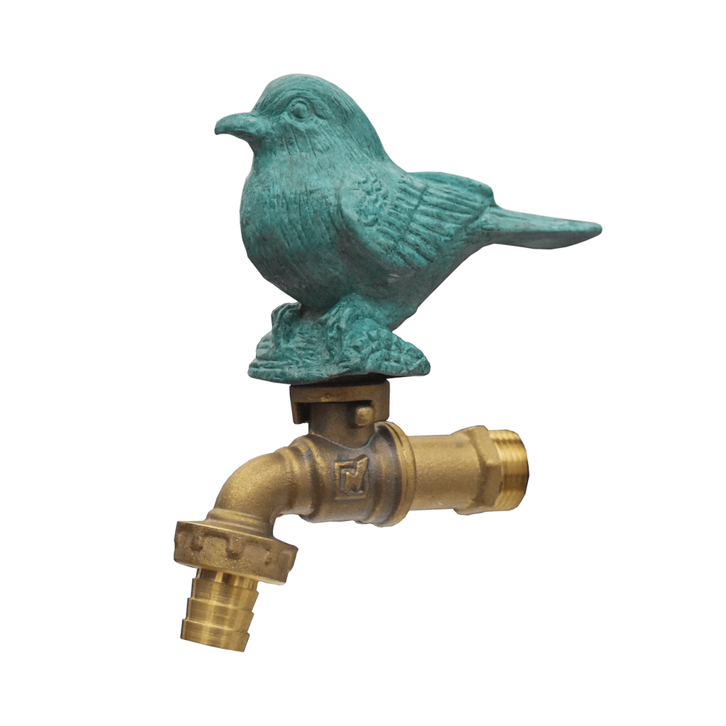Brass Garden Faucet Tap Sparrow Green - Front view