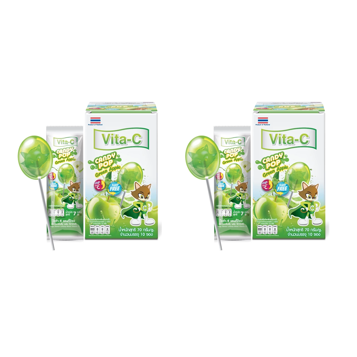 Vita-C Candy Pop – Green Apple Vitamin C Sugar-Free Lollipop (Box of 10)