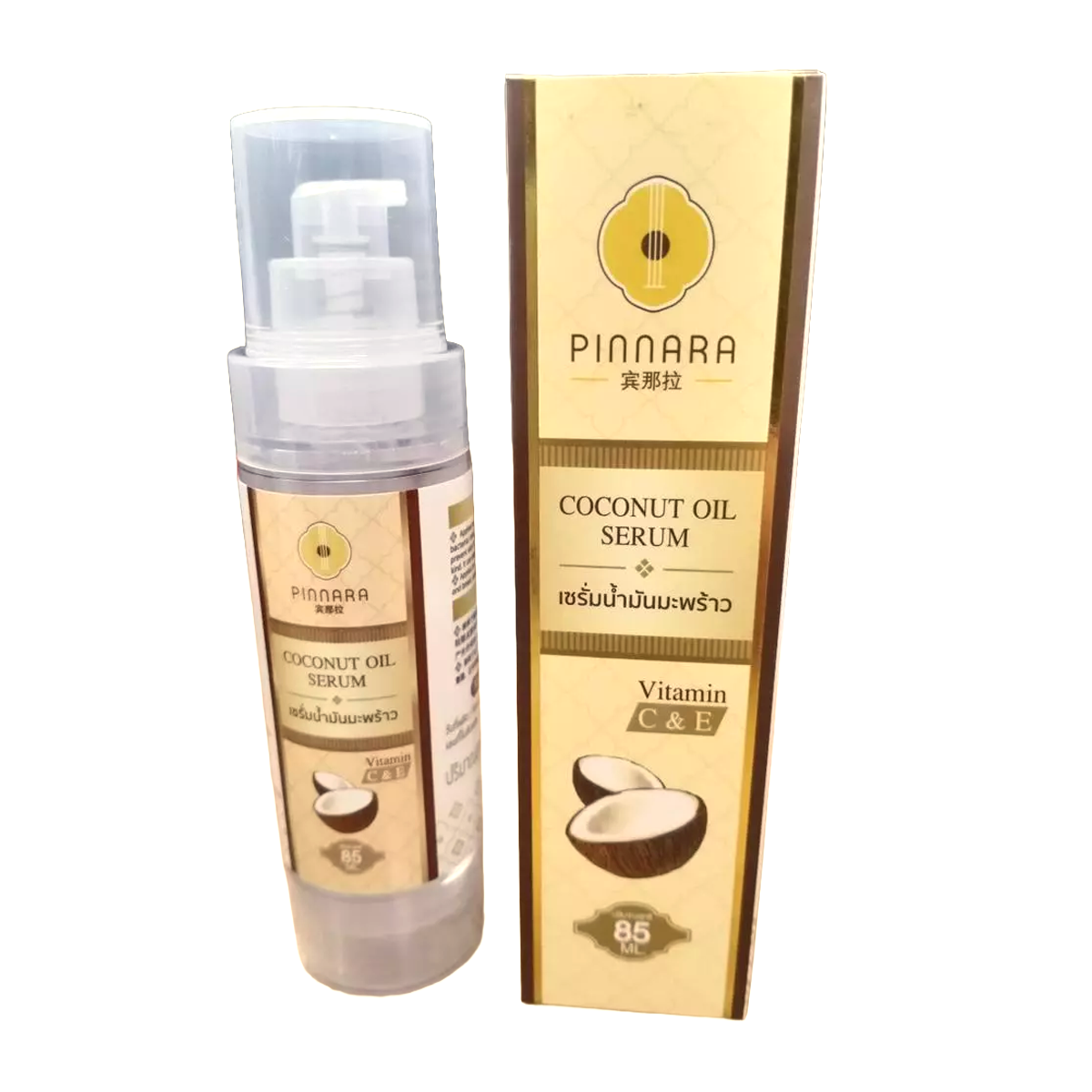 Pinnara Coconut Oil Serum Nourishing Body Face Hair Facial Skin with Vitamins C & E, 85 ml