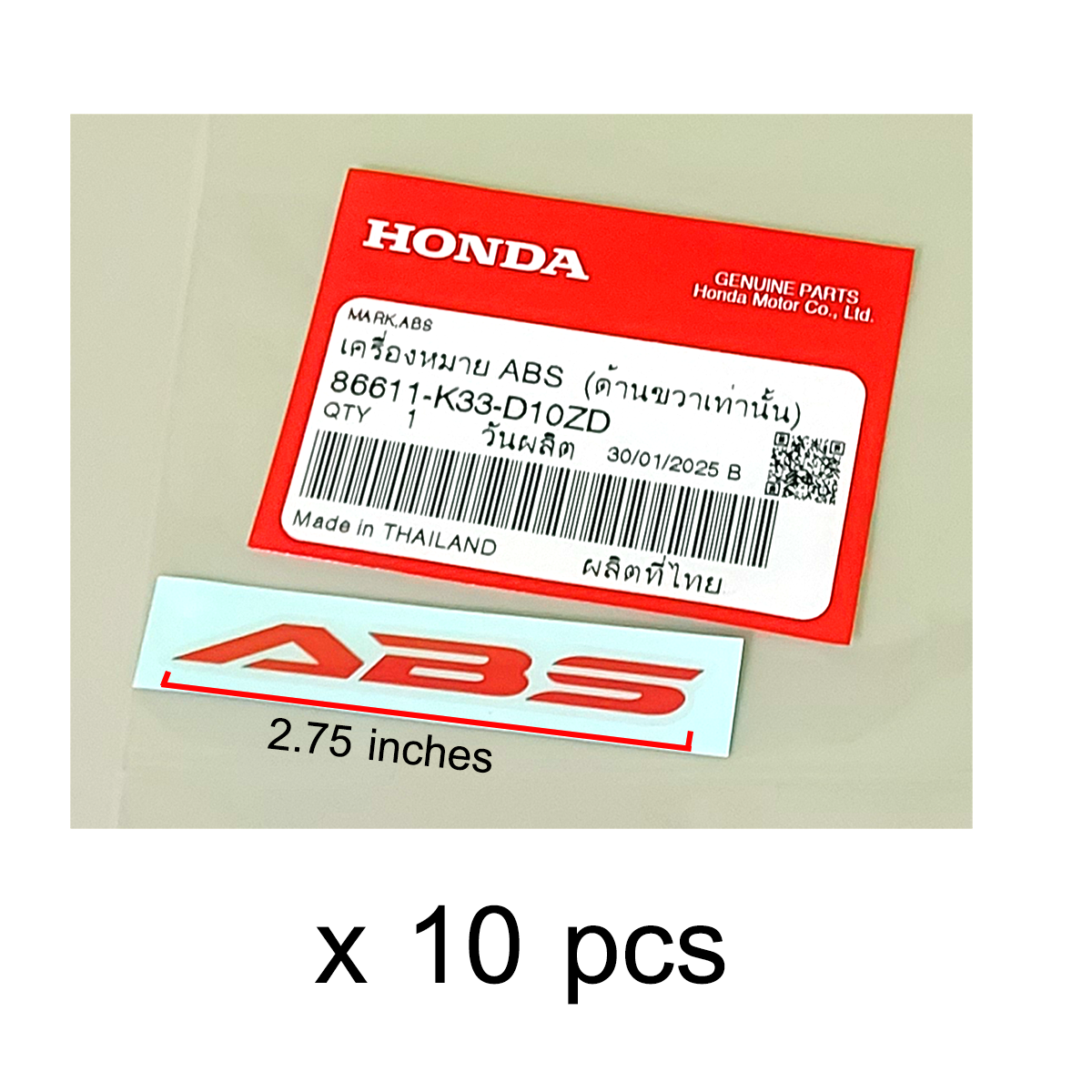 Genuine Honda ABS Mark Emblem Sticker 86611-K33-D10ZD (Right Side Only) 2.75 inches