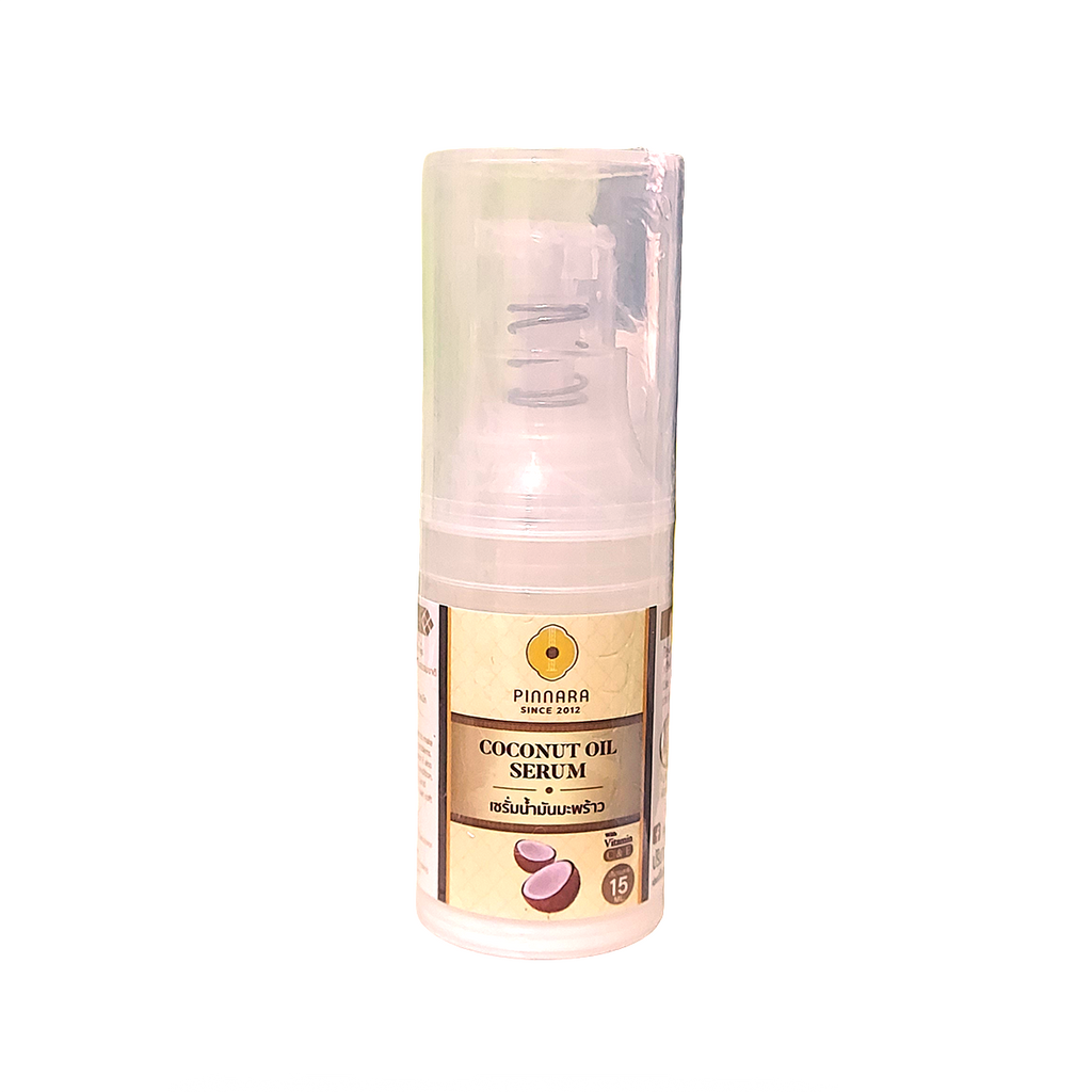 Pinnara Coconut Oil Serum directions, 15 ml volume and notification number label