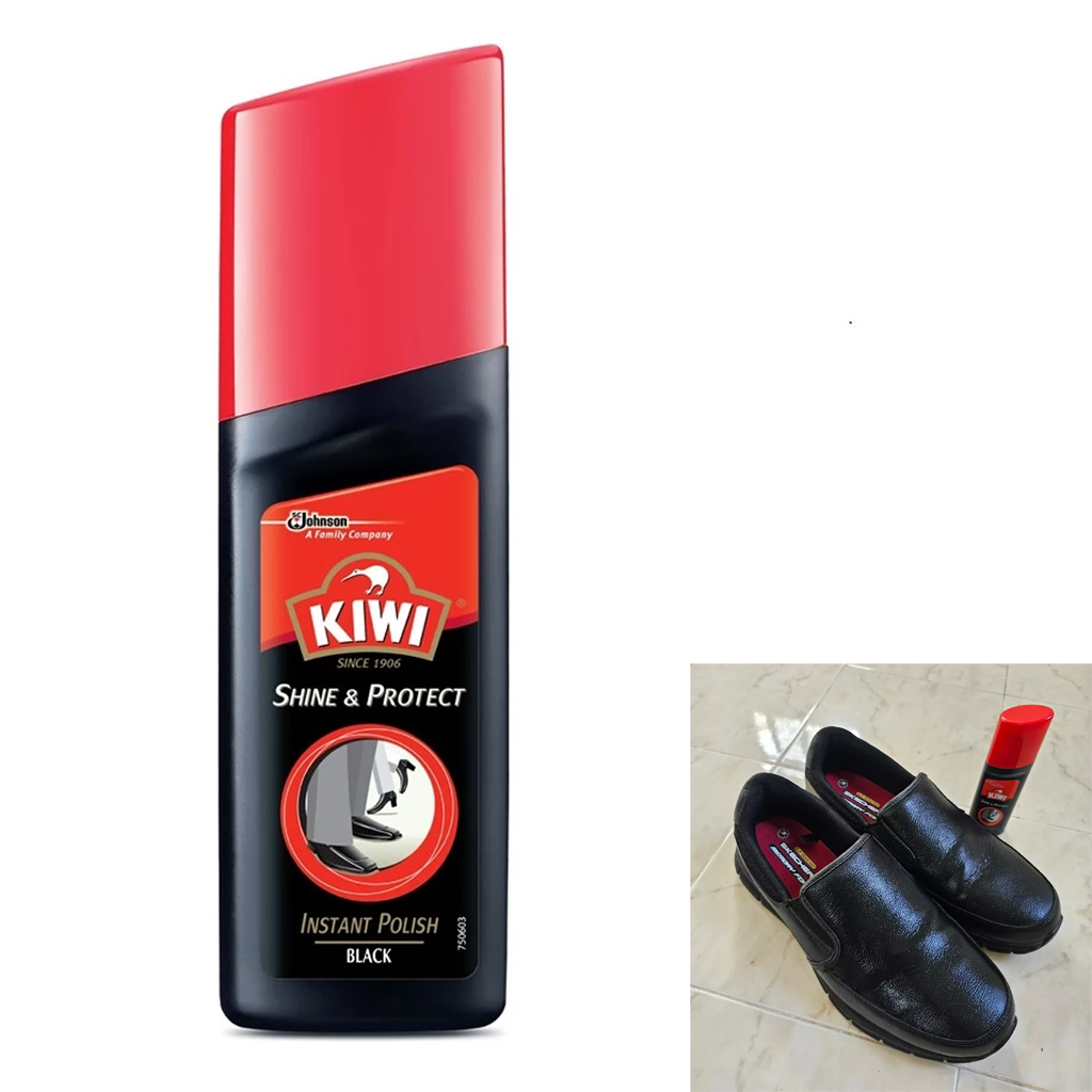 KIWI Black Shoe Boot Instant Polish Wax 75ml — Shine & Protect
