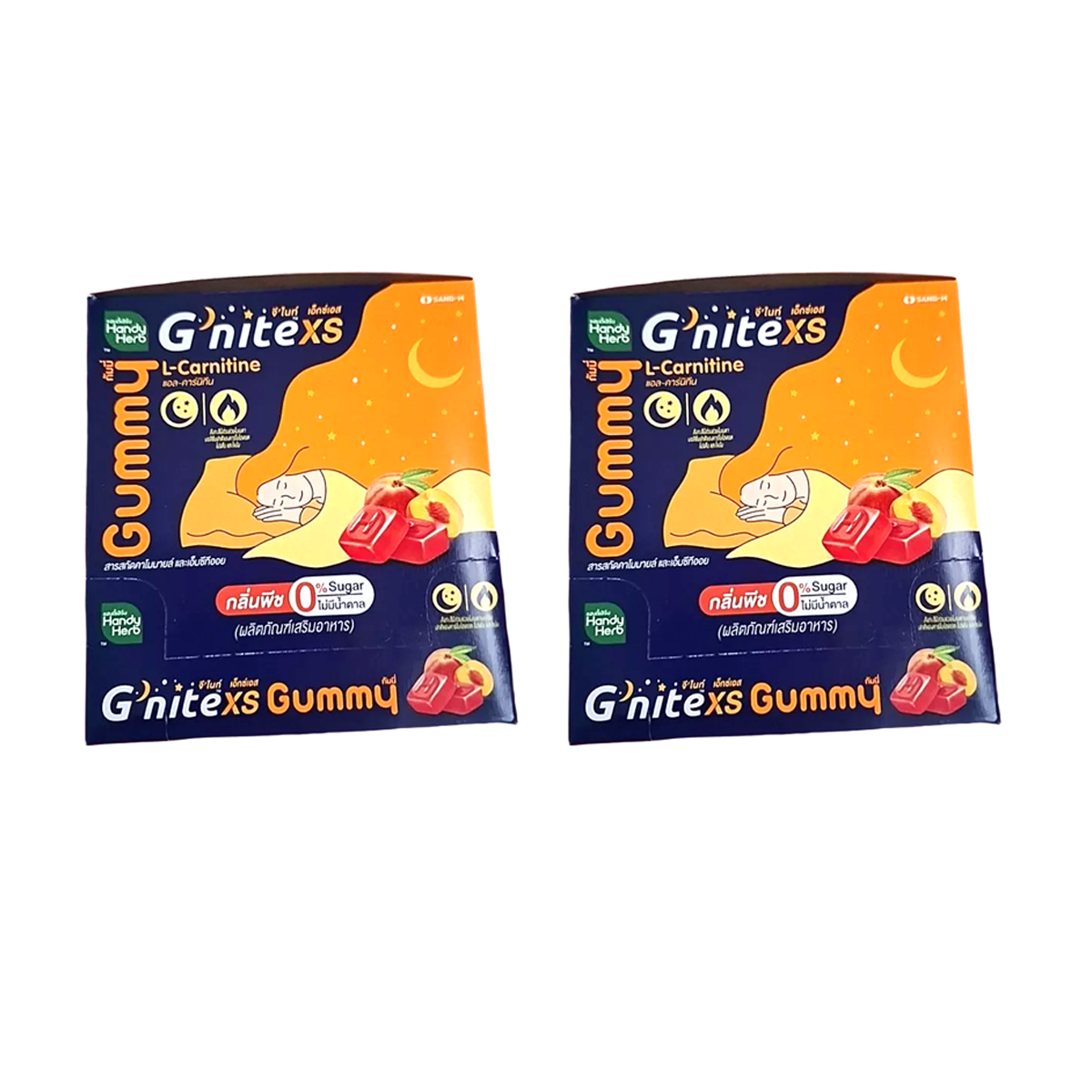 HandyHerb G'nite XS Peach Gummies – 1 Box, 6 Sachets (24 Gummies)